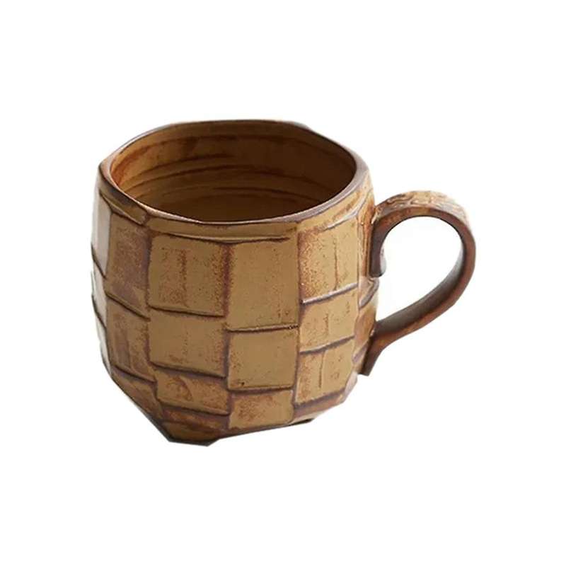 Yellow 420ml Retro Rough Pottery Coffee Cup Japanese Ceramic Mugs Milk Tea Cup Kitchen Breakfast Oa