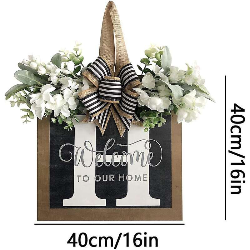 Year Round Front ,16 Inch Farmhouse Wreath,spring Wreaths for Front Door Outside Hanger Decor(h)