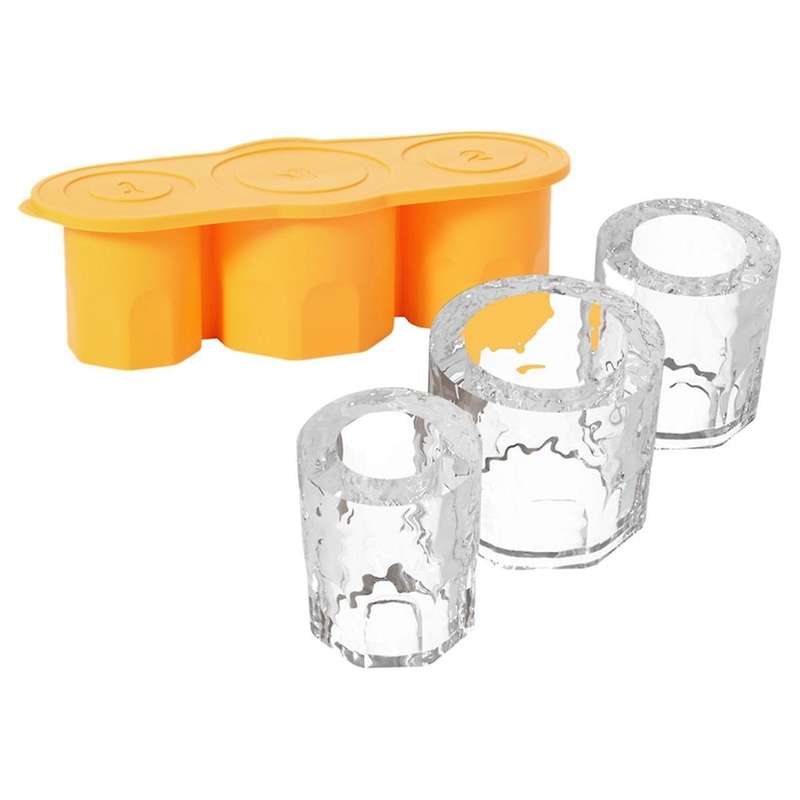 Yellow Easy Release Silicone Ice Tray for Making 3 Sizes of Hollow Diamond-Shaped Ice-Cubes for Cool