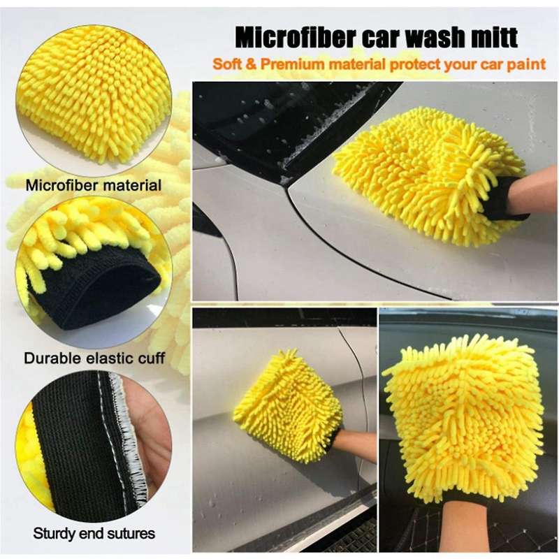 Yellow Electric Drill Set Of 22 Cleaning Brush Car Wash Gloves Corn Tire Brush Car Wash Brush