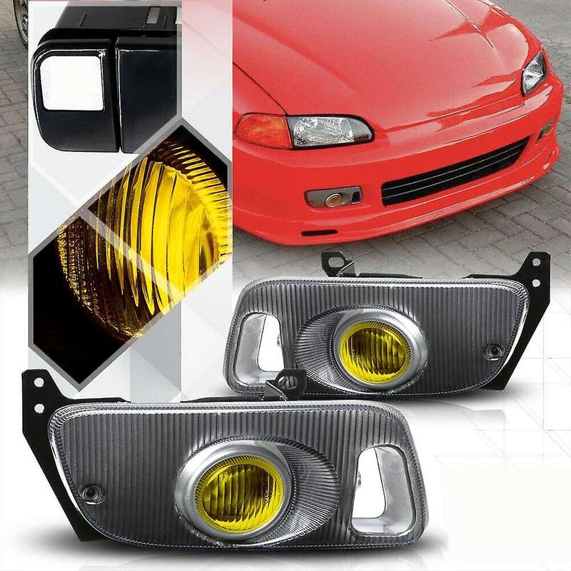Yellow Fog Light Bumper Lamps with Switch+Harness+Bezel for 2/3Dr 92-95