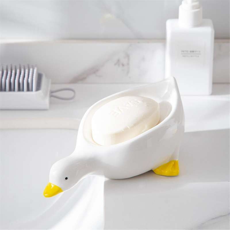 Yellow Duck Shape Soap Box Cartoon Soap Dish Drainable Soap Holder Soap Container Soap Dish for Tray