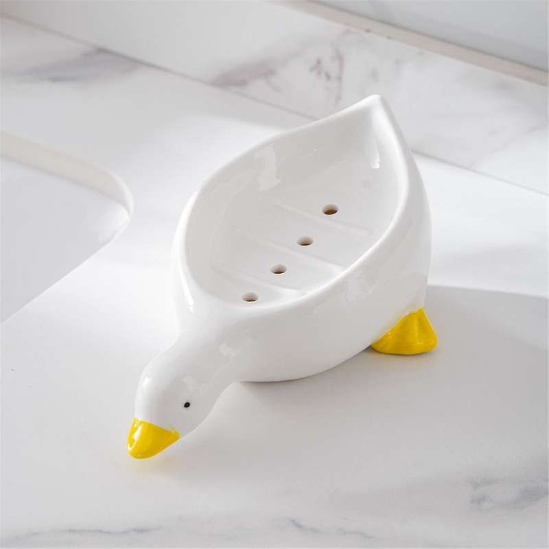 Yellow Duck Shape Soap Box Cartoon Soap Dish Drainable Soap Holder Soap Container Soap Dish for Tray
