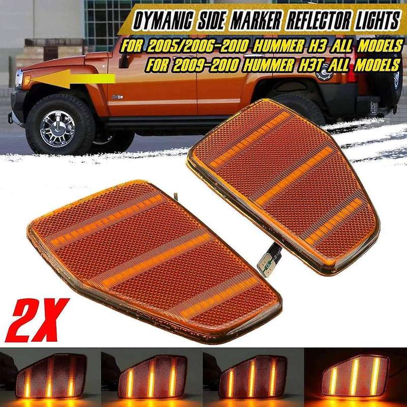 Yellow Dynamic LED Front Side Marker Lights for H3 2005-2010 H3T 2009-2010