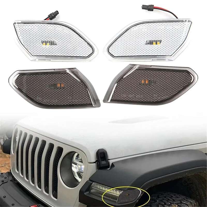 Yellow Led Front Side Marker Light Turn Signal Lamp Round Eyebrow Side Lamp for Wrangler JL 2018+