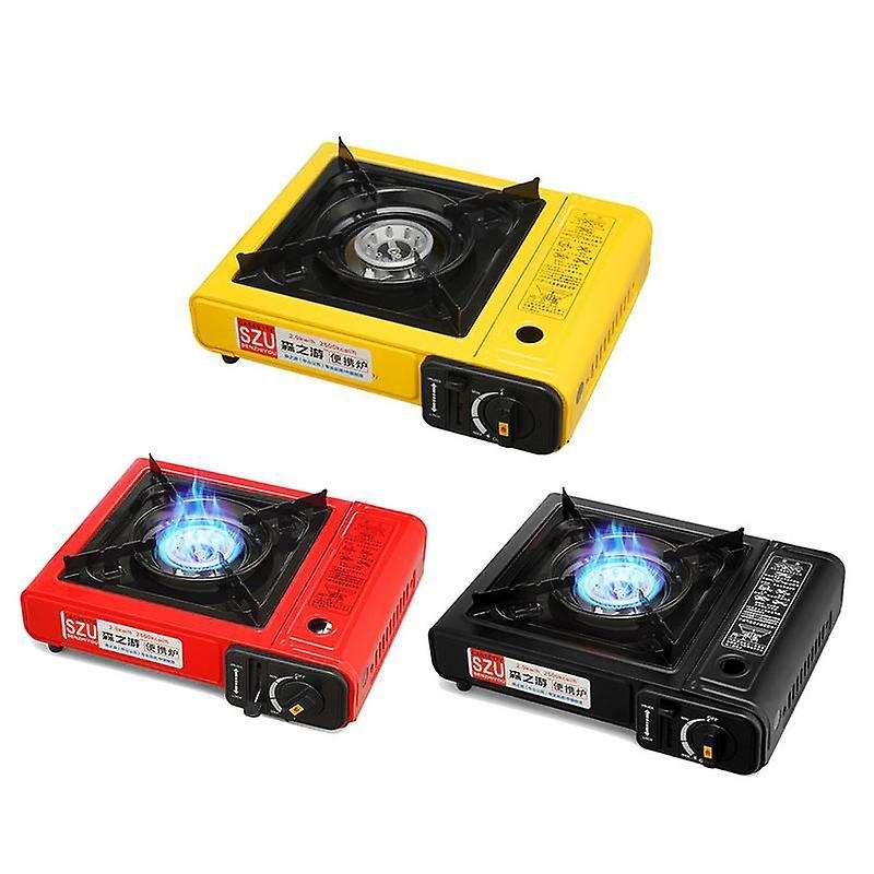 Yellow Outdoor Portable Cassette Gas Stove Windproof Wild Gas Barbecue for Camping Hiking Travel Coo