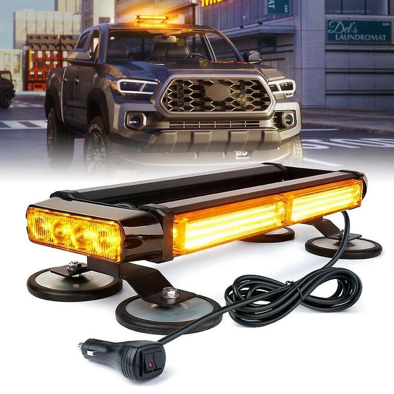 Yellow/Amber Rooftop COB LED Strobe Flashing Light Bar Double Side Emergency Hazard Warning Beacon L