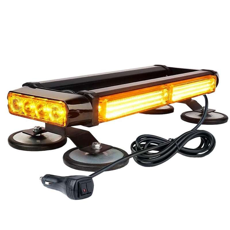 Yellow/Amber Rooftop COB LED Strobe Flashing Light Bar Double Side Emergency Hazard Warning Beacon L
