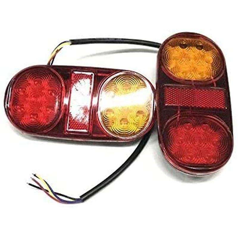 Yellow+Red LED Tail Lights Stop ABS Waterproof Indicator Car Boat Trailer Bulbs Accessories DC 10-30