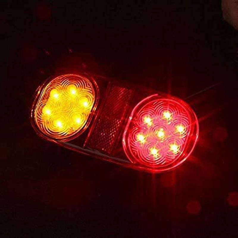 Yellow+Red LED Tail Lights Stop ABS Waterproof Indicator Car Boat Trailer Bulbs Accessories DC 10-30