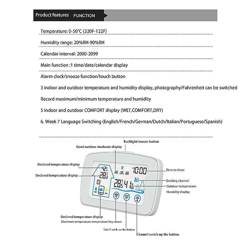 YJ-5003 Press Screen Weather Station Thermometer Indoor Outdoor Sensor Transmitter Temperature Humid