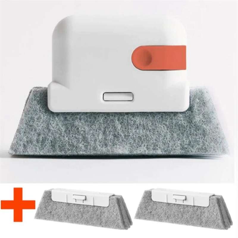 Yellow-Window Cleaning Brush Windowsill Groove Deadend Cabinet Crevice Brush with Replace Head House