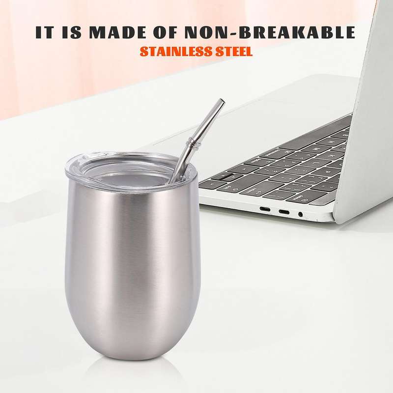 Yerba Tea Cup Set 12oz,double-wall Stainless Coffee Water Cup with Lid 2 Bombillas Straws Spoon&bru
