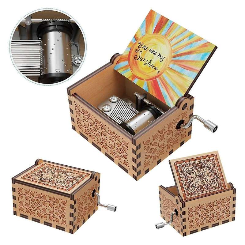 You Are My Sun Shine Wood Music Boxes,vintage Wooden Sunshine Musical Box Gifts for Birthday/valent