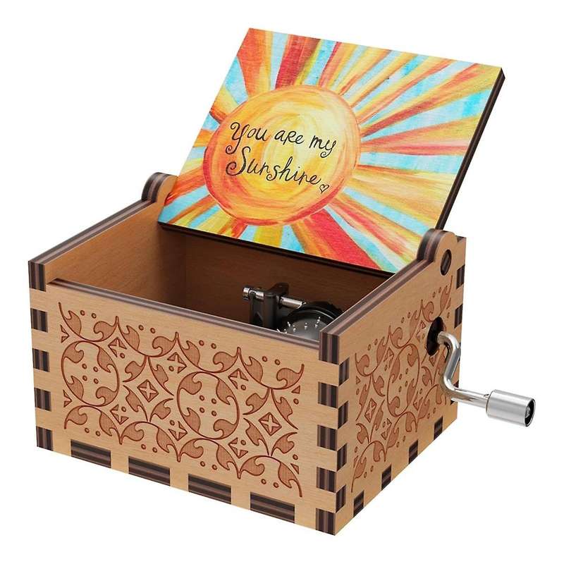 You Are My Sun Shine Wood Music Boxes,vintage Wooden Sunshine Musical Box Gifts for Birthday/valent