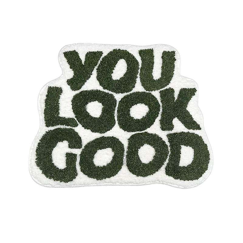 You Look Good Bath Mat Green Bathoom Rugs Funny Cute Bathroom Decor Preppy Small Cool Rug
