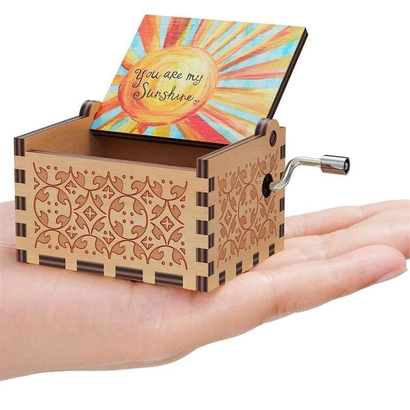 You are My Sun Shine Wood Music Boxes,Vintage Wooden Sunshine Musical Box Gifts for Birthday/Valenti
