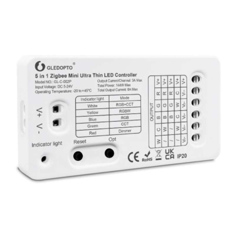 Zigbee 3.0 DC5-24V Mini 5 in 1 RGBCCT/RGBW/RGB/CCT/Dimmer LED Light Strip Controller for TV Backli