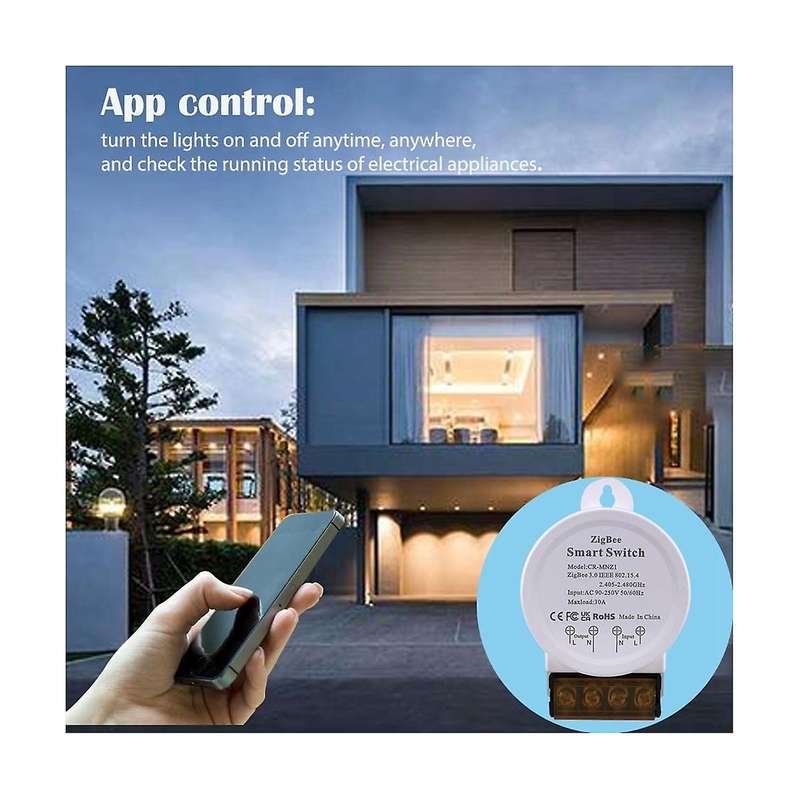 Zigbee Smart Switch Light Tuya/smart Life App Support Voice Control 30a Voltage Ac 90-250v, White