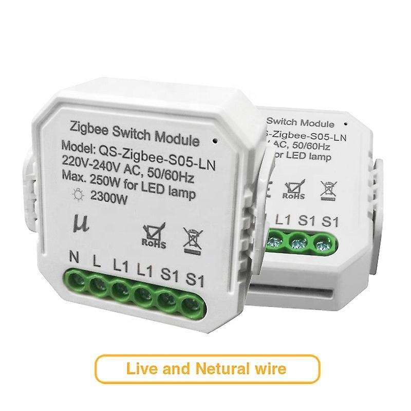 Zigbee Smart Switch Module with Neutral Wireless Light Switch Relay Tuya Smart Life APP Control for
