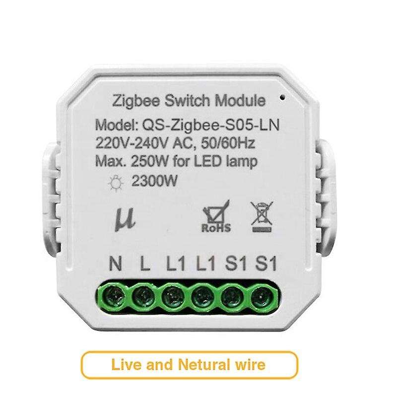 Zigbee Smart Switch Module with Neutral Wireless Light Switch Relay Tuya Smart Life APP Control for