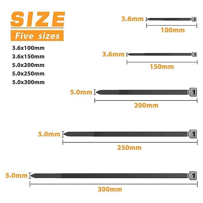 Zip Ties/Cable Zip High Strength Heavy Duty,2000 PCS Self-Locking Cable Zip Ties 4+6+8+10+12 Inch Ny