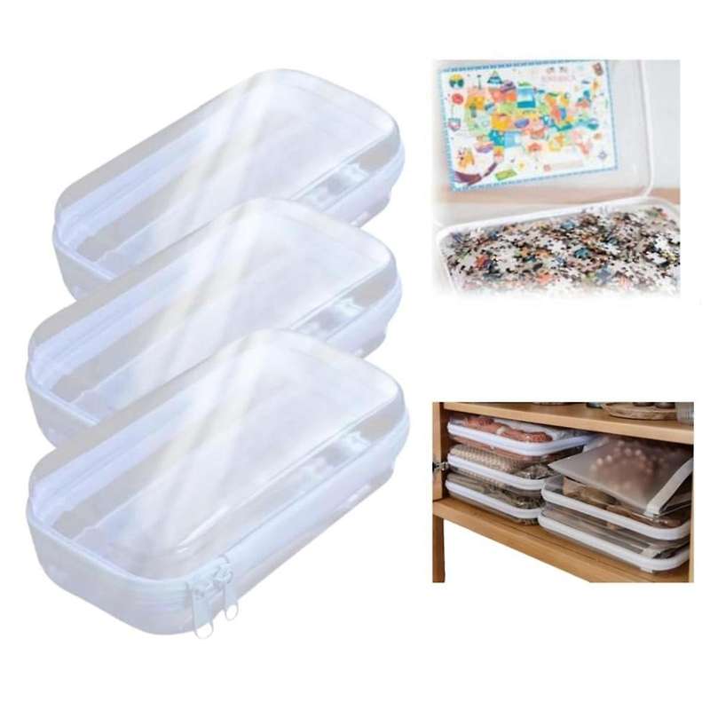 Zip Hard Bags - Storage Boxes, Toy Organizers, Stackable Clear Plastic Zipper Carrying Bags