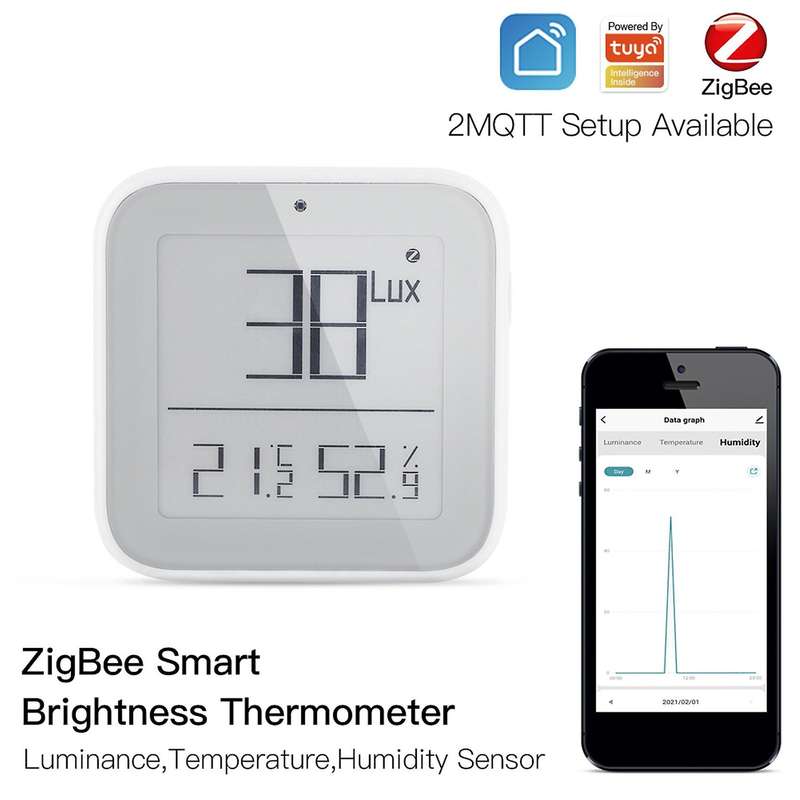 Zigbee Thermometer Humidity Sensor Smart Brightness Light Sensitive Temperature and Humidity Detecto