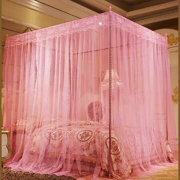 1.8 x 2m Luxury Princess Style Bed Netting Curtain Panel Bedding Canopy Four Corner... (COLOR: PINK)