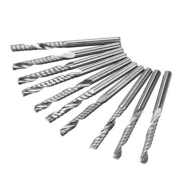 10pcs 3.175mm Shank 22mm Single Flute Spiral Milling Cutter for Engraving Machine (SIZE: #1)