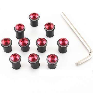 10PCS M5 Motorcycle Windscreen Windshield Screw Kit Nuts Washers With Wrench (COLOR: RED)