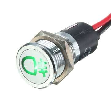 12V 14mm LED Dash Panel Indicator Lamp Warning Light  (COLOR.: GREEN)