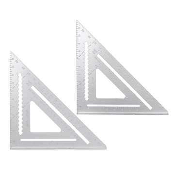 12inch Aluminum Alloy Right Angle Triangle Ruler Protractor Framing Measuring Tools (COLOR1: SILVER)