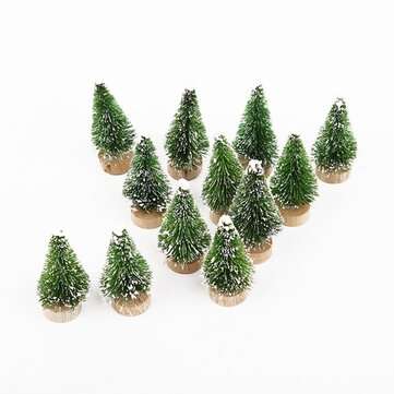 12pcs 4.5cm Tabletop Christmas Pine Tree Set Mini Snow Trees Desktop Small Decora... (COLOR: GREEN2)