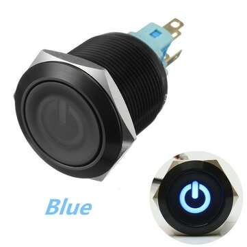 12V 22mm 6 Pin Led Metal Push Button Latching Power Switch (COLOR.: BLUE)
