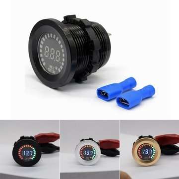 12V DC LED Panel Voltmeter Car Motorcycle Waterproof Digital Voltage Socket Mete... (COLOR.: SILVER)