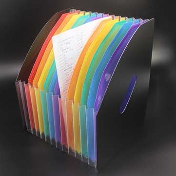 13 Layers Data Management Document Folders A4 Paper File Folder Rainbow Mini Orga... (COLOR1: BLACK)