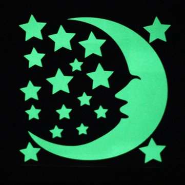 15CM*15CM Creative Fashion Luminous Moon Switch Stickers Funny Children`s Room Wall Stickers DIY Dec