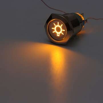 19mm 12V LED IP65 Push Button On Off Dome Light Switch  (COLOR.: YELLOW)