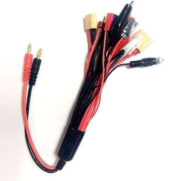 1pcs 10 in 1 Charging Adapter 4.0MM Banana Connector to DEANS XT60 XT90 EC5 JST Connect Crocodile cl