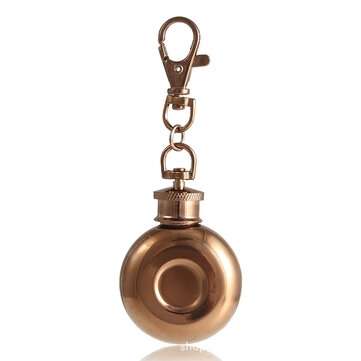 1oz 28ml Mini Stainless Steel Round Hip Flask With Keychain Liquor Alcohol Whi... (COLOR.: DEEPROSE)