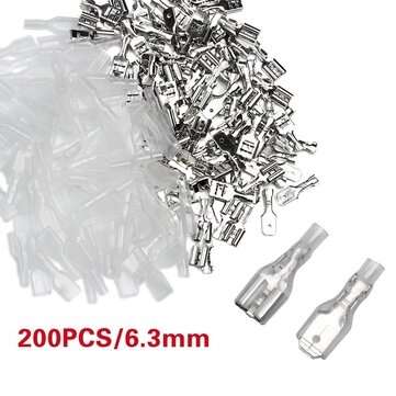 200Pcs 2.8mm/4.8mm/6.3mm Silver Terminals (SIZE: 6.3MM)