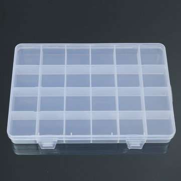 24 Grids Clear Plastic Adjustable Jewelry Storage Container DIY Crafts Organizer Dividers Box