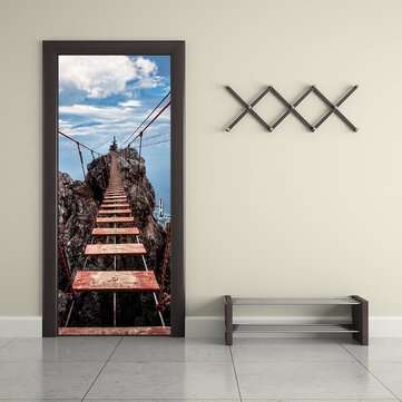 2Pcs 38.5x200cm 3D Door Wallpaper Sticker Mural Scene Self Adhesive Decor Decal (TYPE: 1)