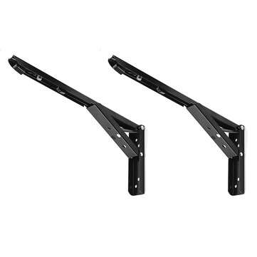 2Pcs 12" L-Shaped Folding Triangle Bracket Storage Table Wall Shelf Bracket Bath... (SIZE 3: 12INCH)