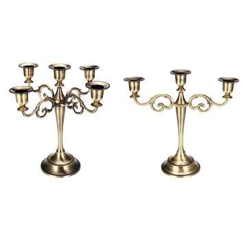 3/5 Arm Vintage Metal Craft Candelabrum Candle Holder Home Wedding Party Decor (PATTERN: 01)