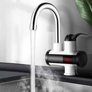 3000W Instant Electric Heating Faucet Cold&Hot Mixer Temperature Digital Display Bathroom Kitchen Si