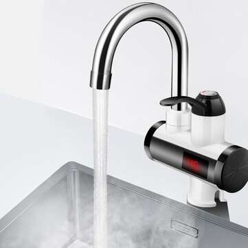 3000W Instant Electric Heating Faucet Cold&Hot Mixer Temperature Digital Display Bathroom Kitchen Si