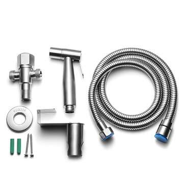 304 Stainless Steel Handheld Bidet Spray Shower Head Shattaf Toilet Two Water Metho... (ADAPTOR: US)