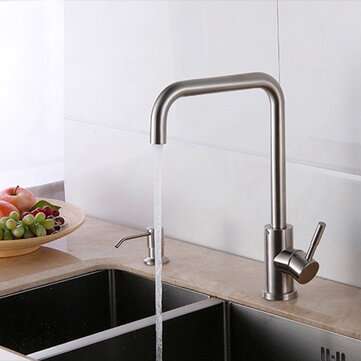 304 Stainless Steel Burnished Faucet Kitchen Hot And Cold Water Mixer Single Ha... (COLOR.: NATURAL)
